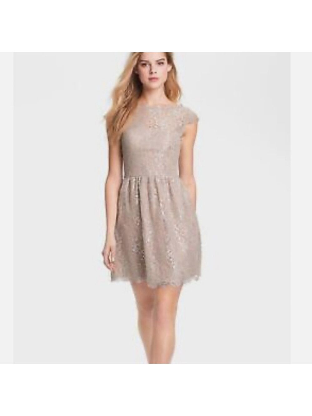 Aidan Mattox Metallic Lace Fit & Flare Dress, Size 6